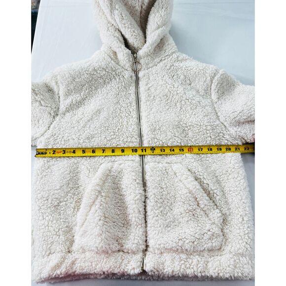 Haute Monde Ivory Faux Fur Coat Gold Hardware Hooded Pockets Womens‎ Large - Picture 4 of 8